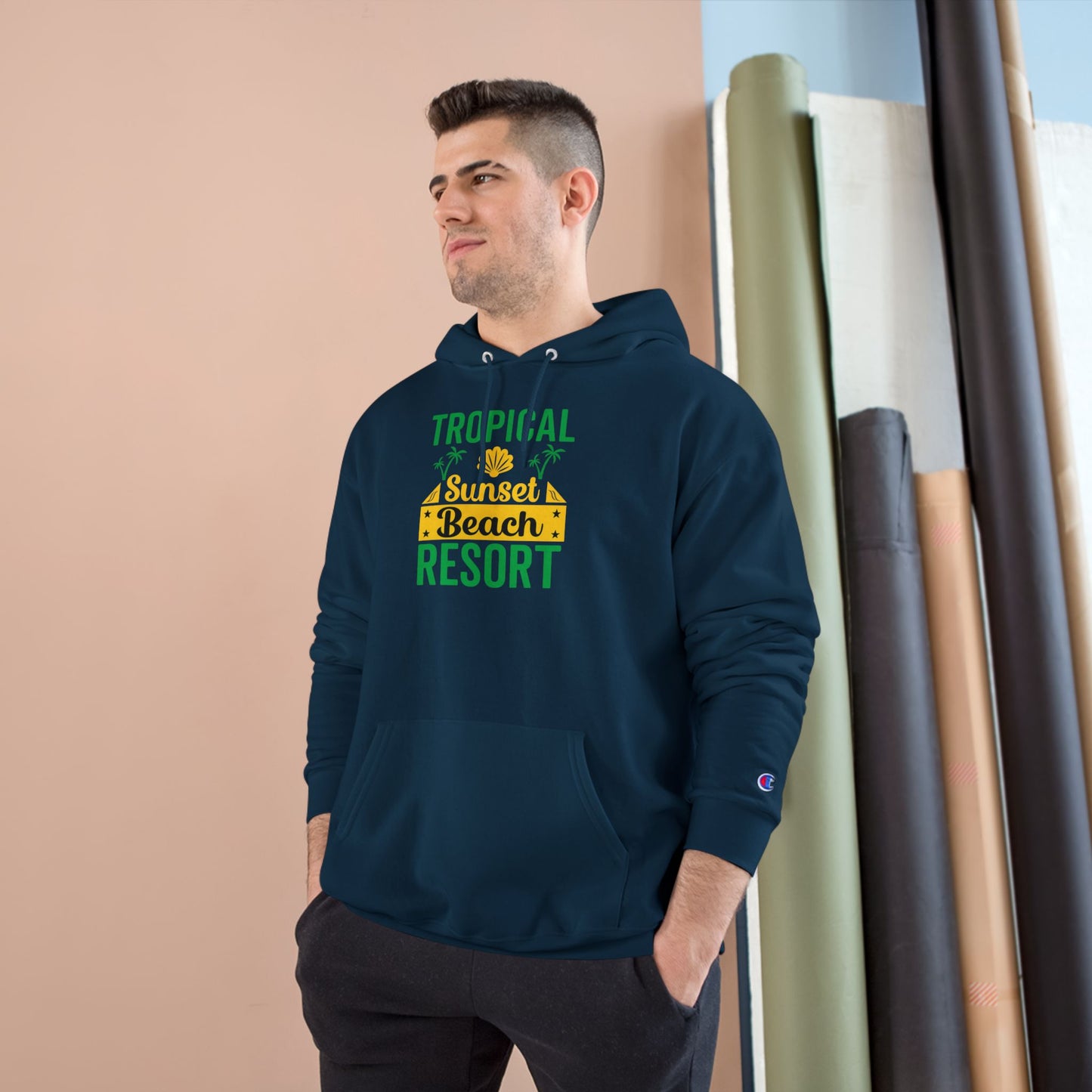 Tropical Beach Resort Hoodie | Champion Unisex Sweatshirt for Summer Vacations, Beach Days, and Relaxing Evenings, Gift for Travel [...]