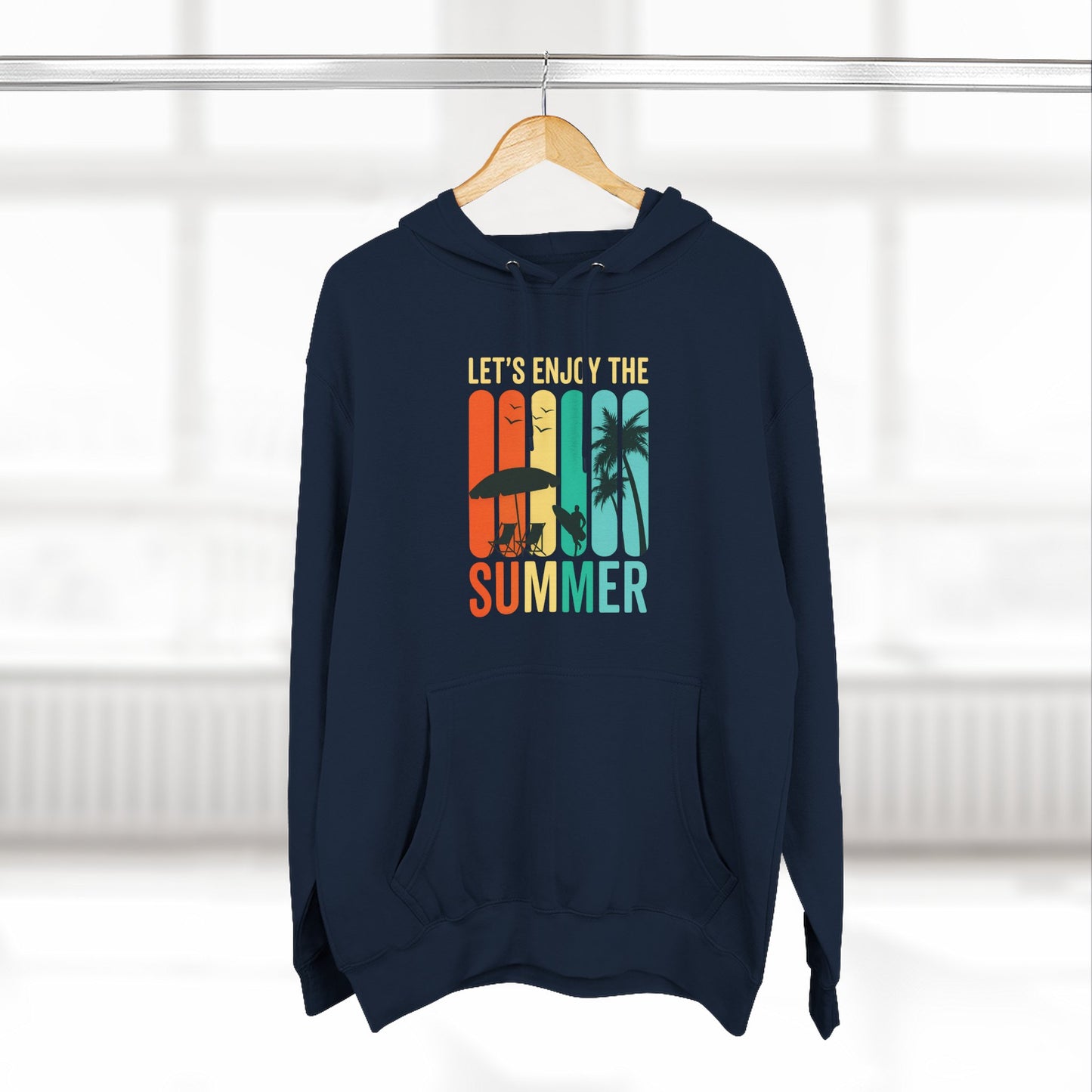 Summer Vibe Hoodie, Let's Enjoy the Summer Sweatshirt, Fleece Pullover for Warm Weather Fun, Casual Outfit for Outdoor Adventures, [...]