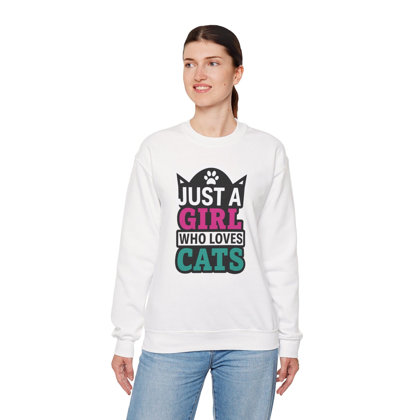 Cute Cat Lover Crewneck Sweatshirt - Just a Girl Who Loves Cats, Cozy Animal Sweatshirt, Gifts for Cat Lovers, Cat Mom Apparel, [...]