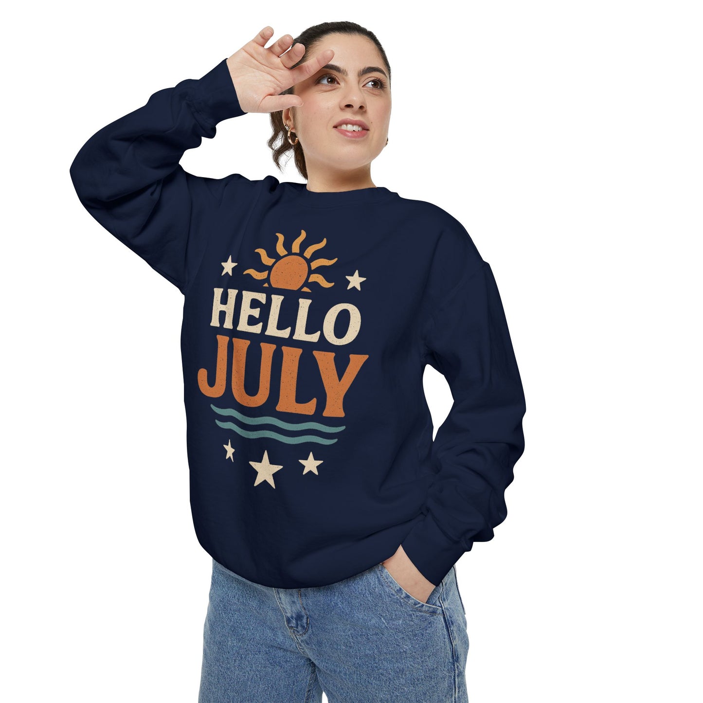 Sunshine July Sweatshirt | Unisex Summer Apparel, Gift for July Birthdays, Cozy Casual Wear, Vacation Style, Fun Summer Outfit