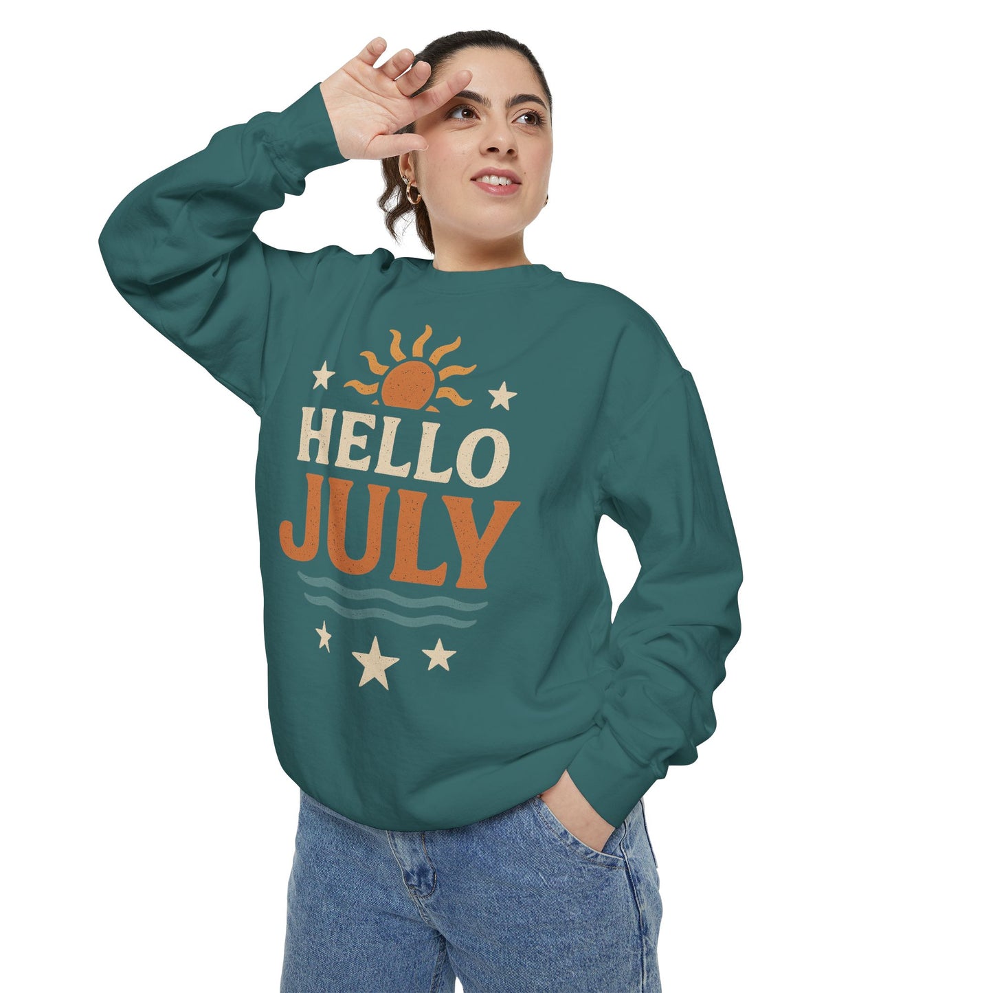 Sunshine July Sweatshirt | Unisex Summer Apparel, Gift for July Birthdays, Cozy Casual Wear, Vacation Style, Fun Summer Outfit
