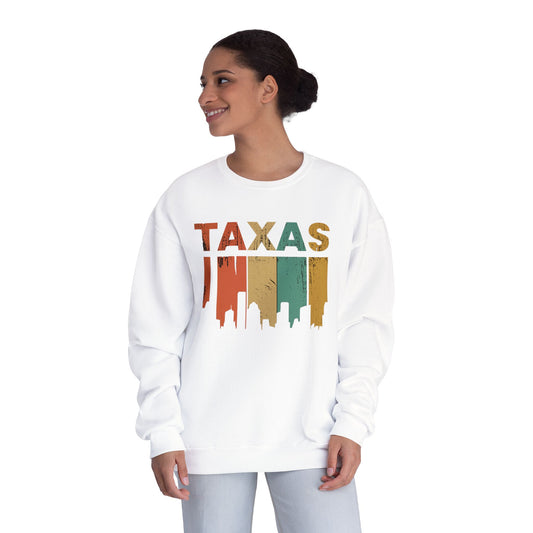 Texas Skyline Unisex Crewneck Sweatshirt, Casual Outfit, Gift for Texans, Texas Pride, Travel Souvenir, Cozy Layer