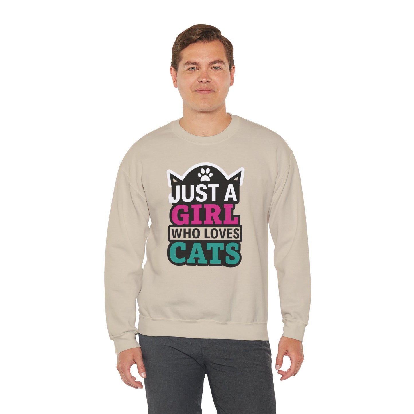 Cute Cat Lover Crewneck Sweatshirt - Just a Girl Who Loves Cats, Cozy Animal Sweatshirt, Gifts for Cat Lovers, Cat Mom Apparel, [...]