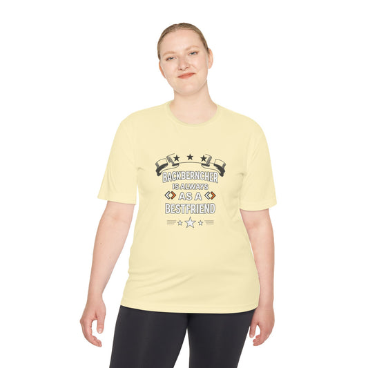 Unisex Moisture-Wicking Tee - "Backbercher is Always a Bestfriend" - Perfect Gift for Pet Lovers, Athletes, Birthdays, Casual Wear, [...]
