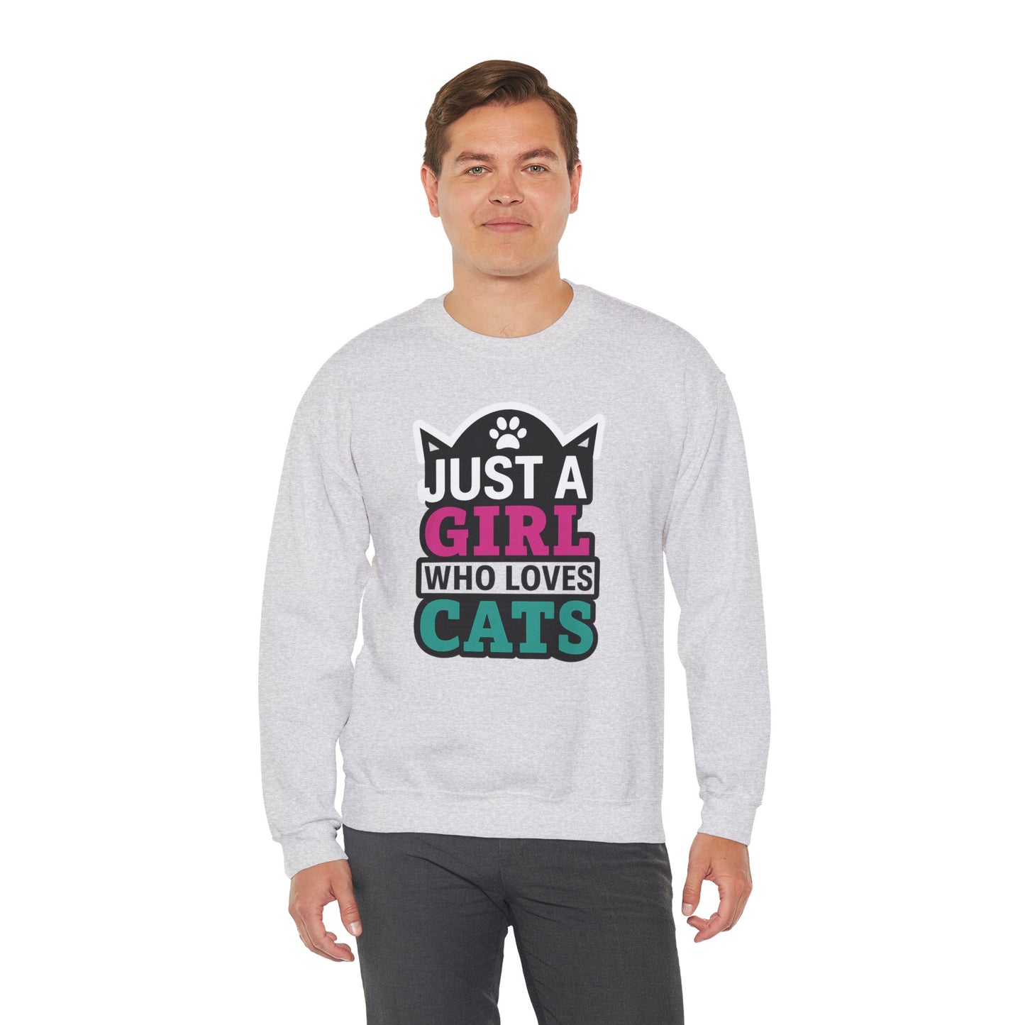 Cute Cat Lover Crewneck Sweatshirt - Just a Girl Who Loves Cats, Cozy Animal Sweatshirt, Gifts for Cat Lovers, Cat Mom Apparel, [...]